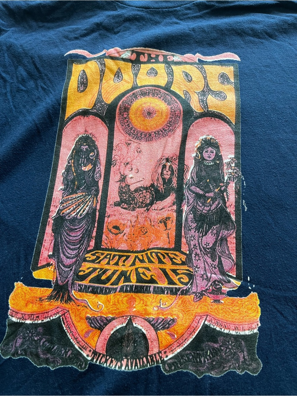 BRAND NEW RARE DOORS TEE- Navy with Pink & Yellow unisex